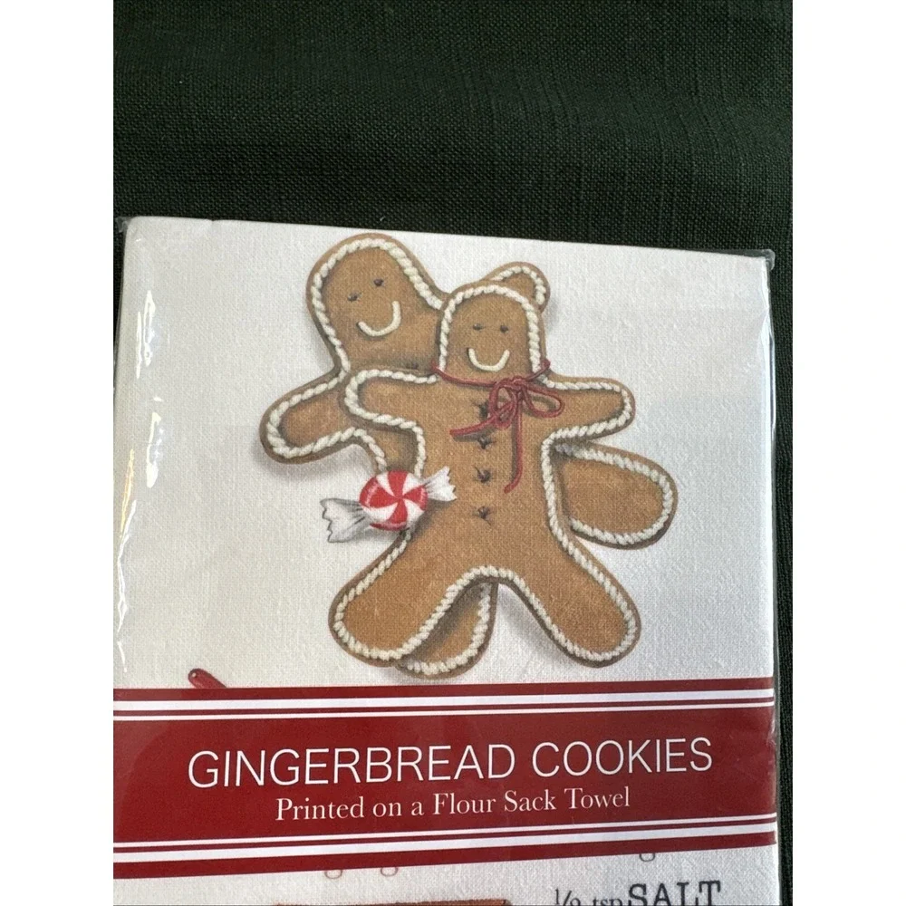 Mary Lake Thompson Kitchen Tea Towel Gingerbread Cookie Recipe Christmas Holiday